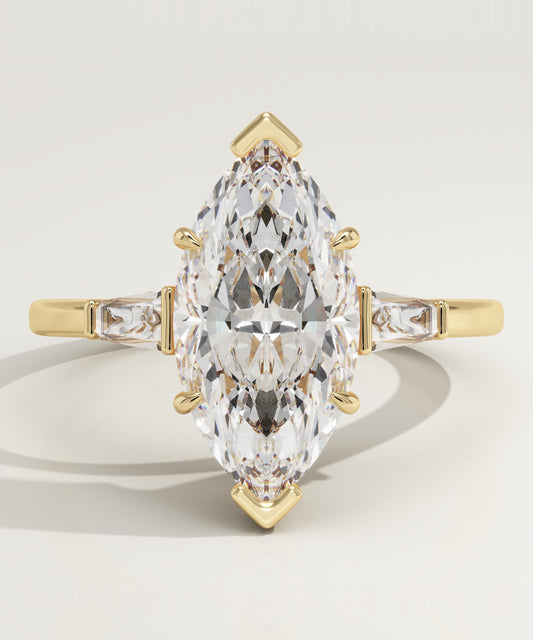 Marquise Cut Three Stone Lab-Grown Diamond Engagement Ring