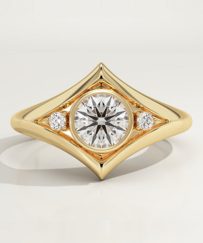 Round Cut Three Stone Lab-Grown Diamond Engagement Ring