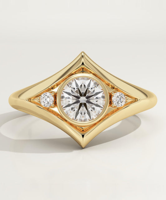 Round Cut Three Stone Lab-Grown Diamond Engagement Ring