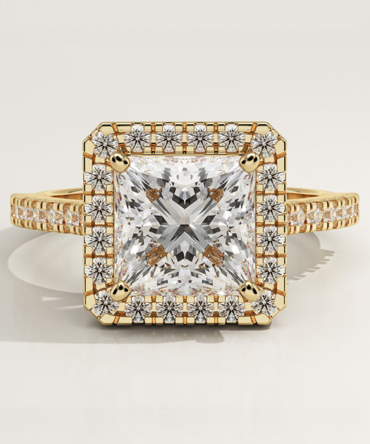 Princess Cut Halo & Pave Cathedral Lab-Grown Diamond Engagement Ring