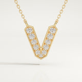 0.178 TCW Round Lab-Grown Diamond V Initial Necklace