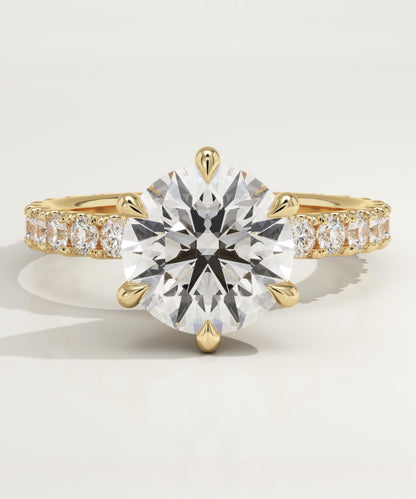 2 CT Round Cut Pave Moissanite Engagement Ring