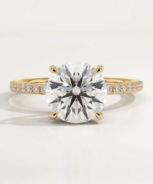 Round Cut Hidden Halo & Pave Lab-Grown Diamond Engagement Ring