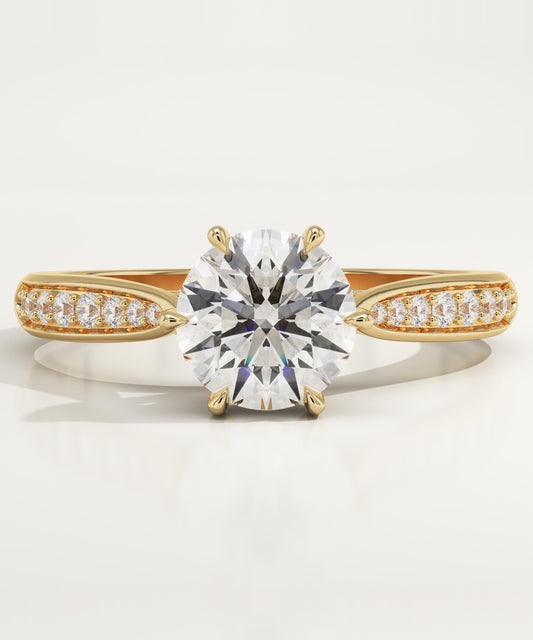 Round Cut Pave Lab-Grown Diamond Engagement Ring