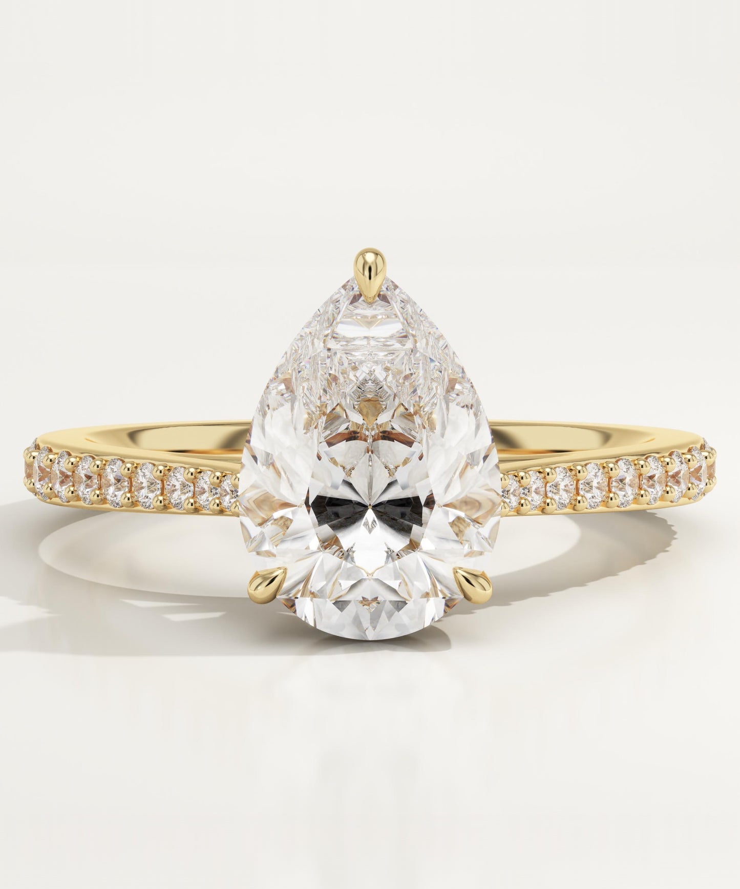Pear Cut Pave Cathedral Lab-Grown Diamond Engagement Ring