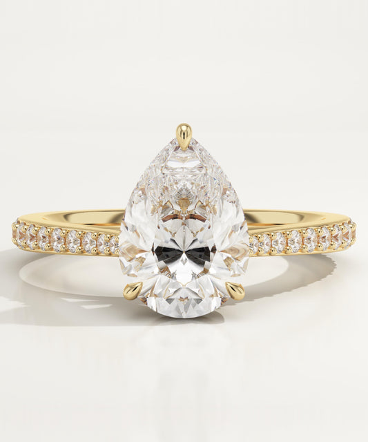 Pear Cut Pave Cathedral Lab-Grown Diamond Engagement Ring