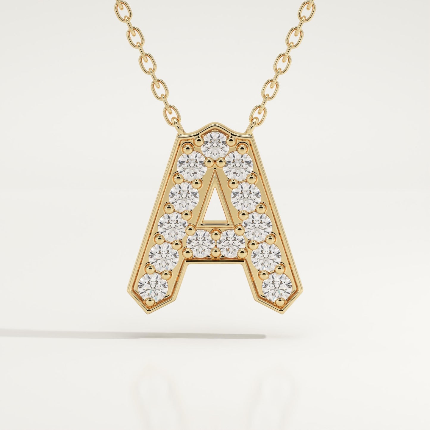 0.226 TCW Round Lab-Grown Diamond A Initial Necklace