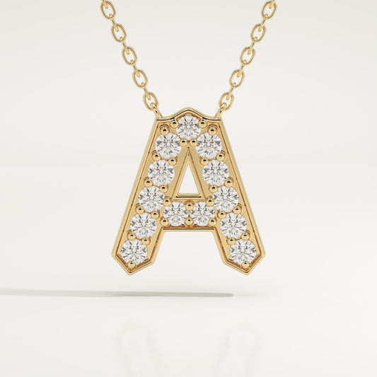 0.226 TCW Round Lab-Grown Diamond A Initial Necklace