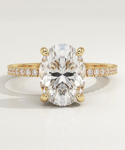 Oval Cut Hidden Halo & Pave Lab-Grown Diamond Engagement Ring