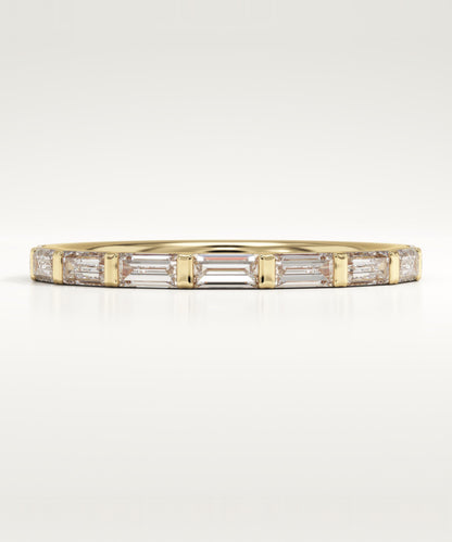 0.54 TCW Baguette Lab-Grown Diamond Half Eternity Wedding Band
