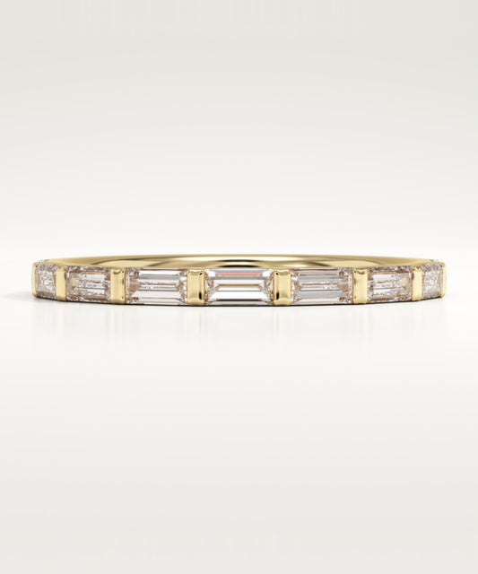 0.54 TCW Baguette Lab-Grown Diamond Half Eternity Wedding Band
