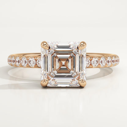 Asscher Cut Pave Lab-Grown Diamond Engagement Ring