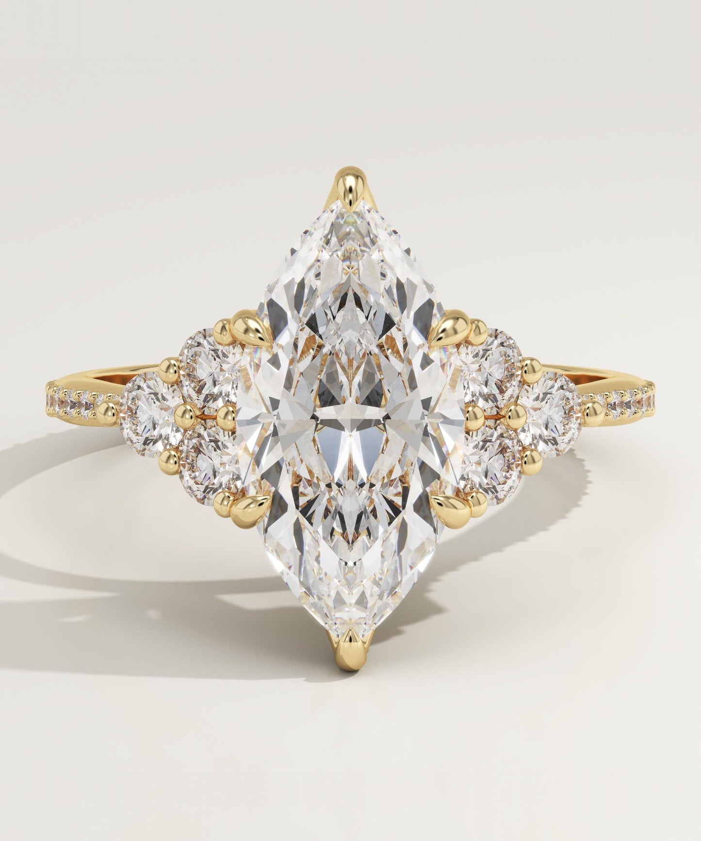 Marquise Cut Cluster Lab-Grown Diamond Engagement Ring