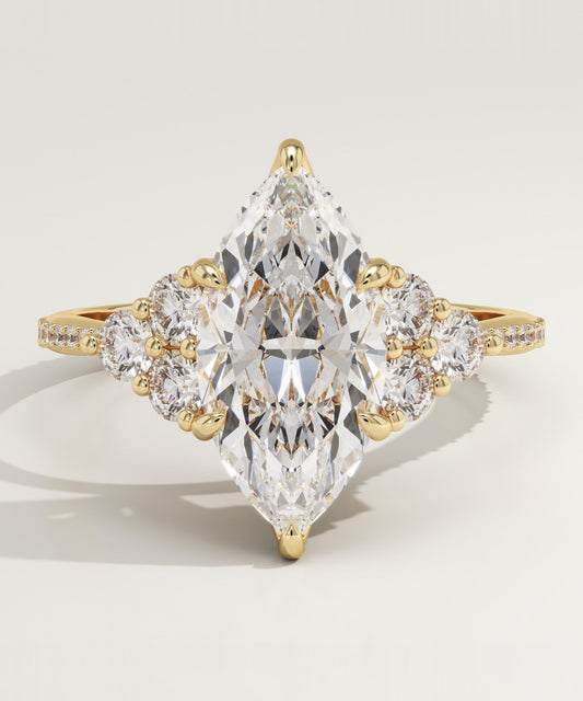 Marquise Cut Cluster Lab-Grown Diamond Engagement Ring