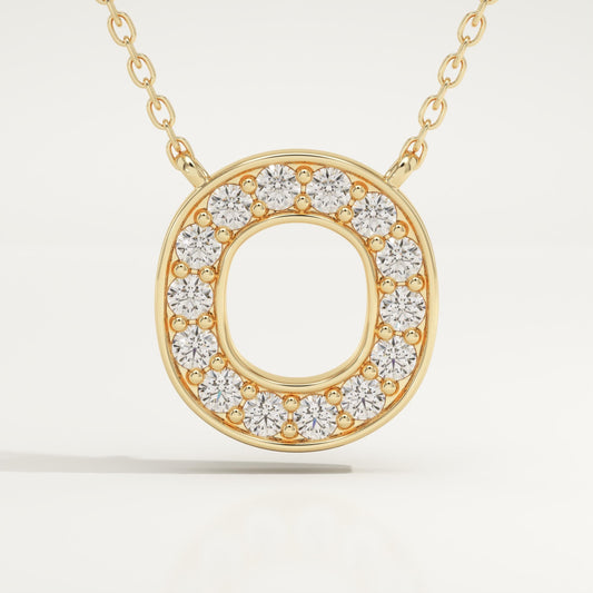 0.22 TCW Round Lab-Grown Diamond O Initial Necklace