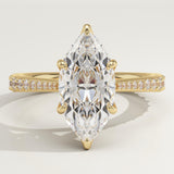 1.5 CT Marquise Cut Pave Style Lab-Grown Diamond Engagement Ring