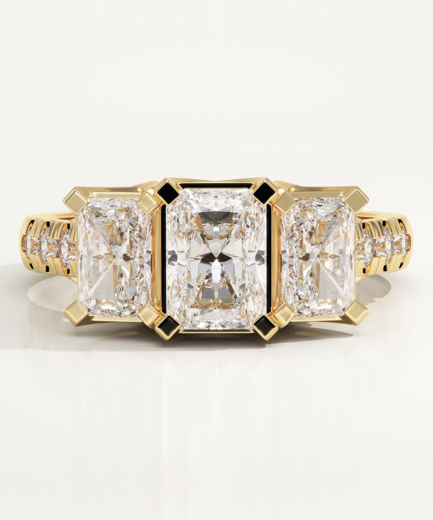 Radiant Cut Three Stone Pave Lab-Grown Diamond Engagement Ring