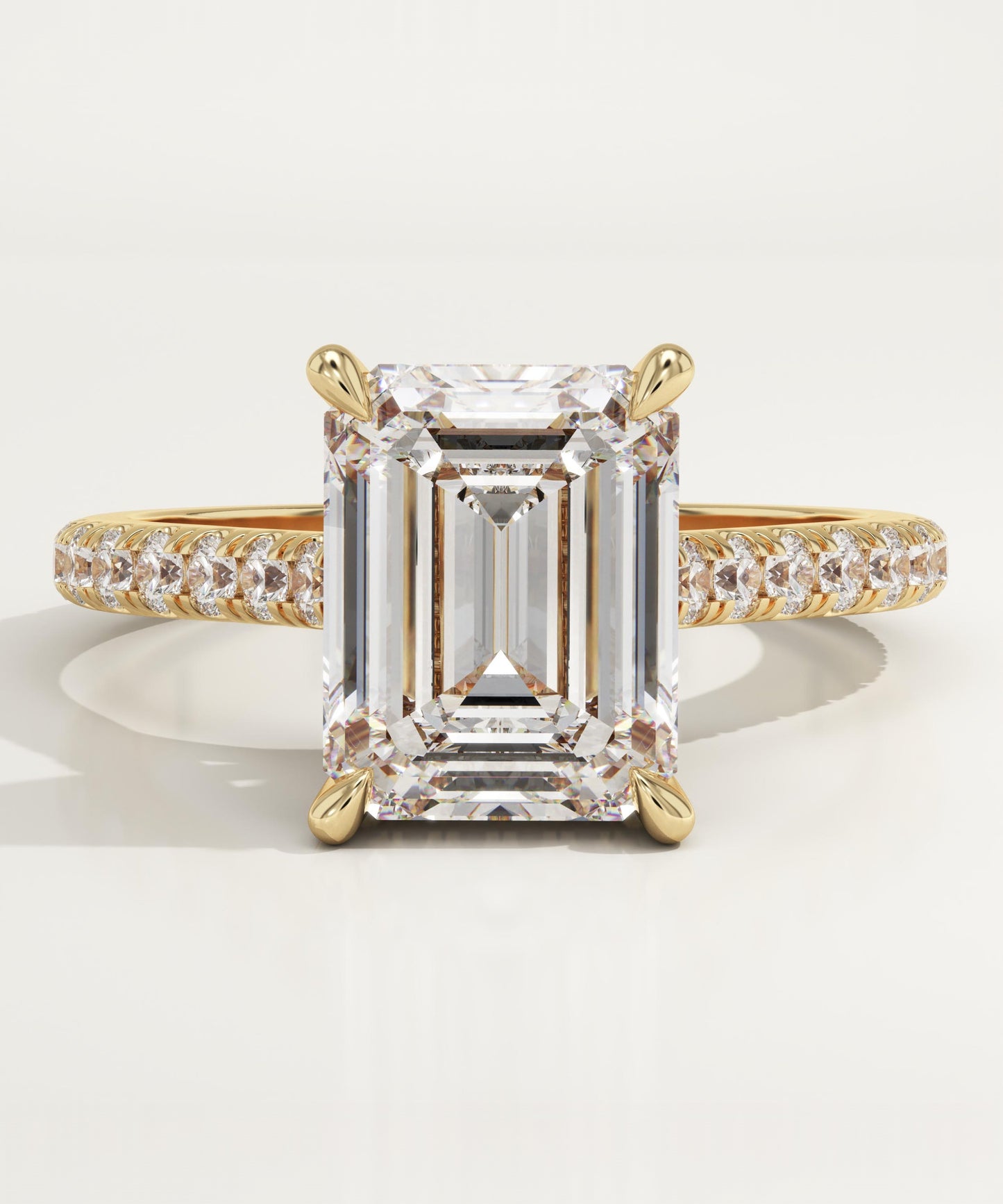 Emerald Cut Hidden Halo & Pave Cathedral Lab-Grown Diamond Engagement Ring