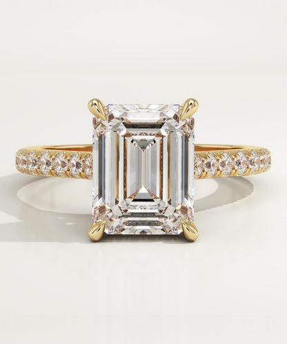 Emerald Cut Hidden Halo & Pave Cathedral Lab-Grown Diamond Engagement Ring