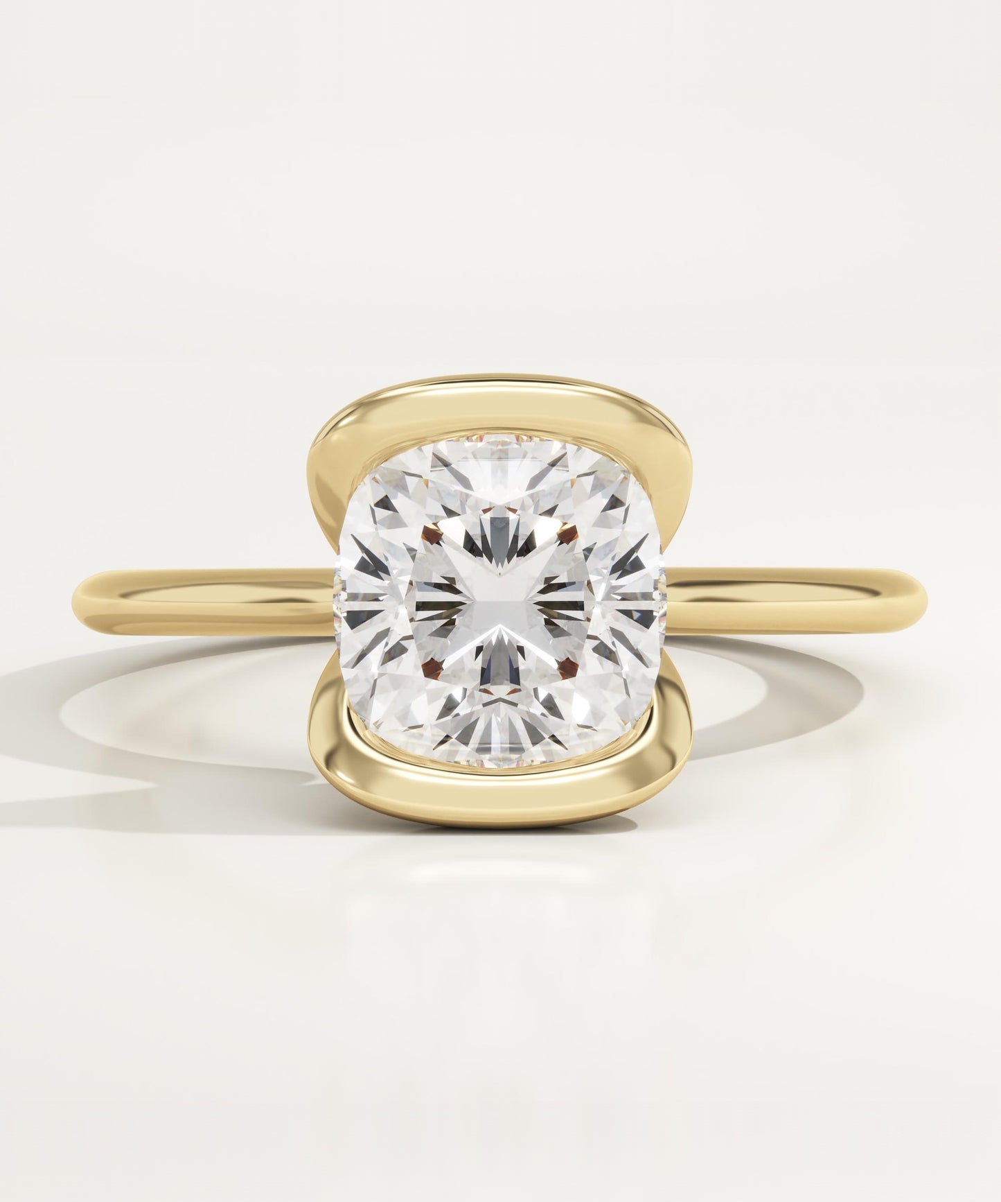 Cushion Cut Half Bezel Lab-Grown Diamond Engagement Ring
