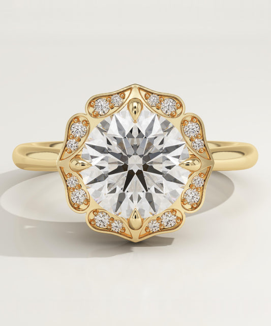 Round Cut Vintage Art Deco Lab-Grown Diamond Engagement Ring