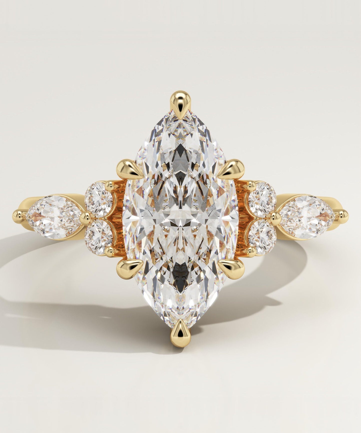 Marquise Cut Cluster Lab-Grown Diamond Engagement Ring