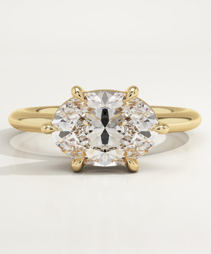 East West Oval Cut Solitaire Lab-Grown Diamond Engagement Ring