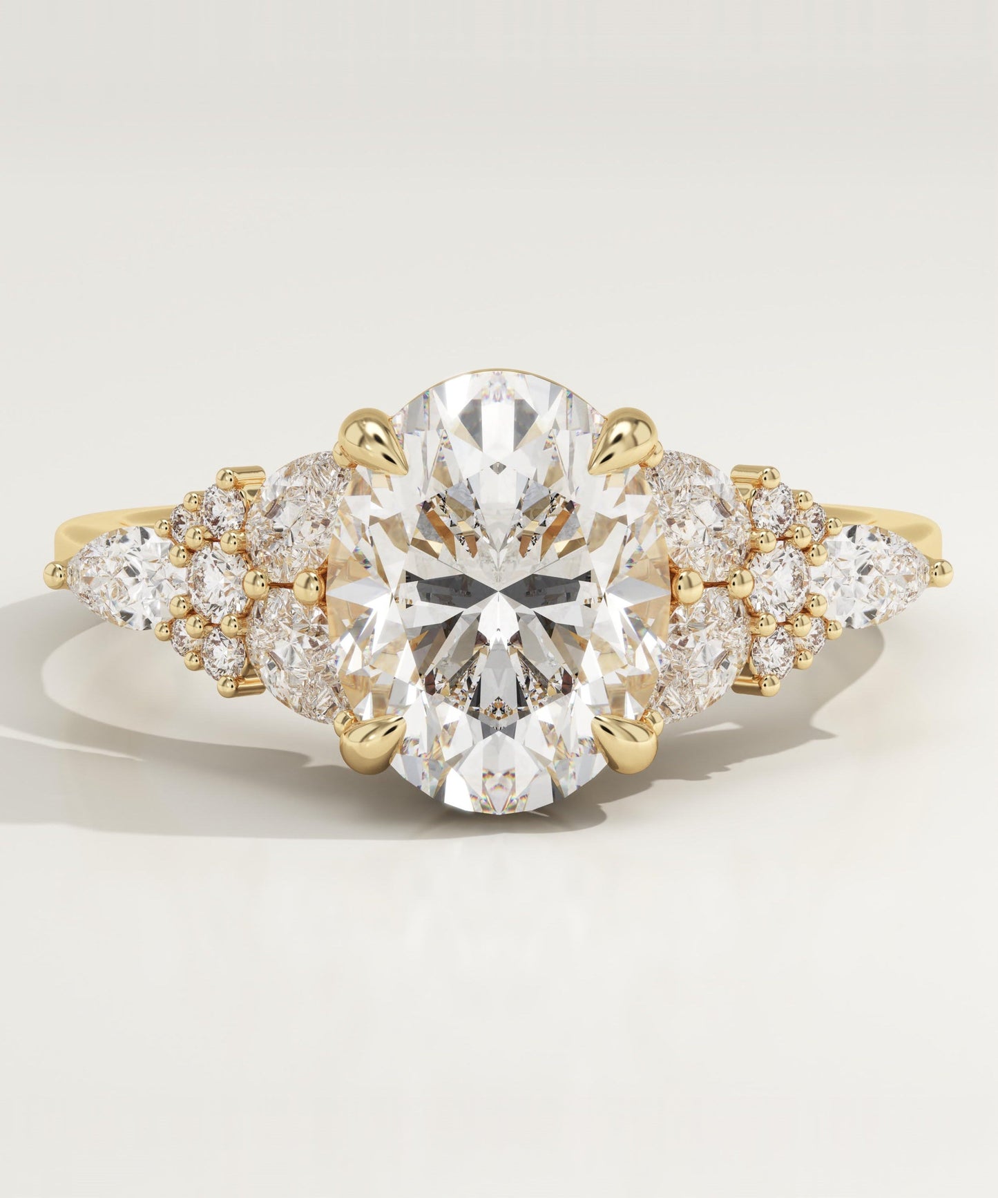 Oval Cut Cluster Lab-Grown Diamond Engagement Ring