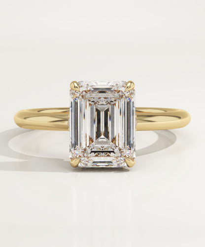 Emerald Cut Hidden Halo Lab-Grown Diamond Engagement Ring