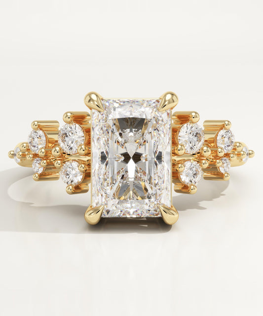 Radiant Cut Cluster Lab-Grown Diamond Engagement Ring