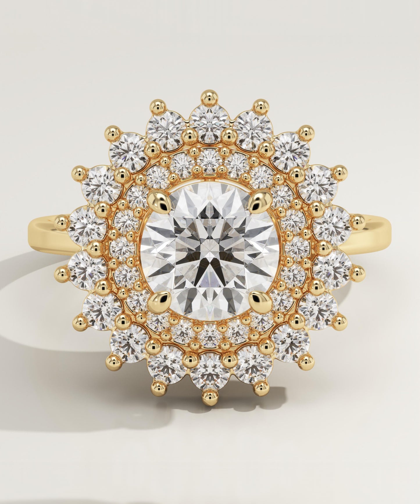 Round Cut Double Halo Lab-Grown Diamond Engagement Ring