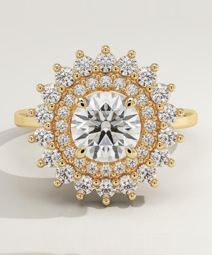 Round Cut Double Halo Lab-Grown Diamond Engagement Ring
