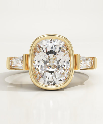 Elongated Cushion Cut Three Stone Lab-Grown Diamond Engagement Ring