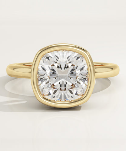 Cushion Cut Bezel Lab-Grown Diamond Engagement Ring