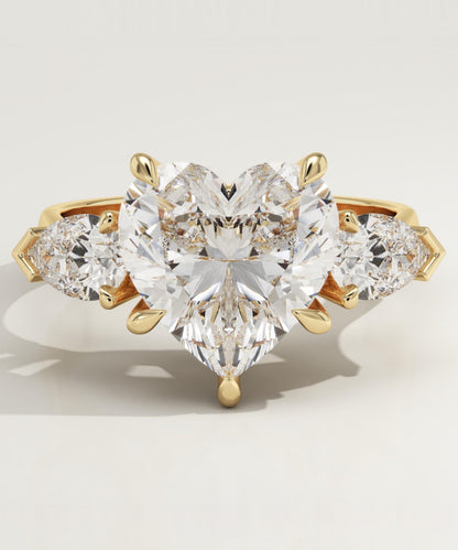 Heart Cut Three Stone Lab-Grown Diamond Engagement Ring