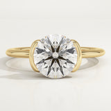 2.0 CT Round Cut Half Bezel Lab-Grown Diamond Engagement Ring