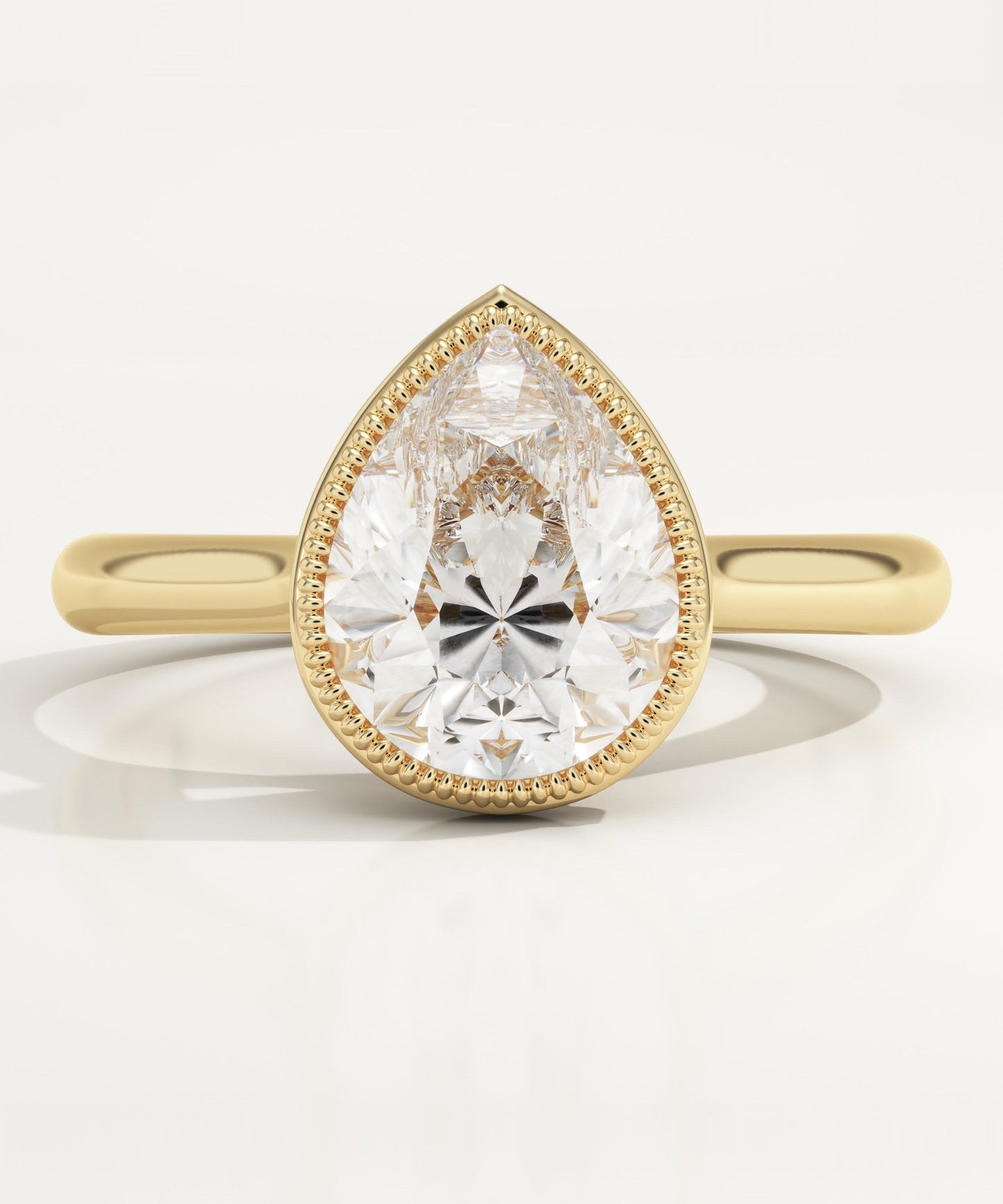 1.5 CT Pear Cut Solitaire Bezel Moissanite Engagement Ring