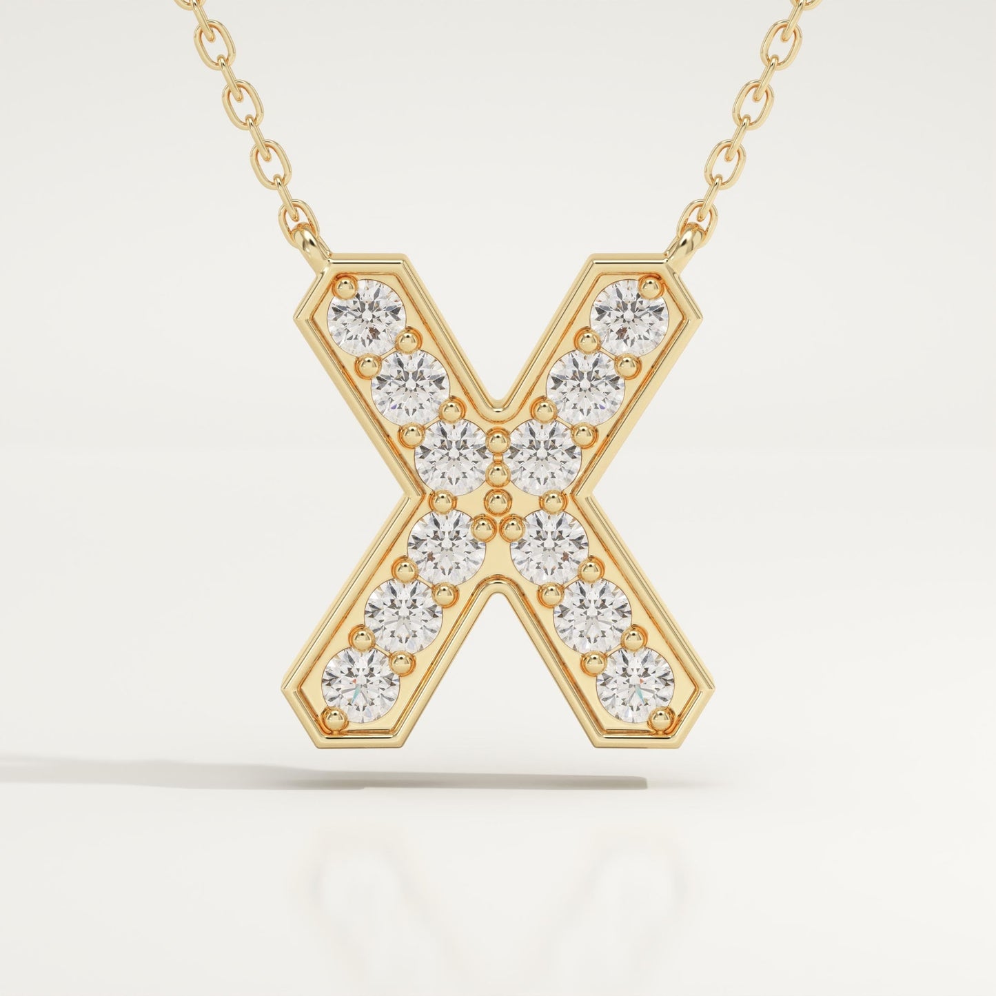 0.31 TCW Round Lab-Grown Diamond X Initial Necklace