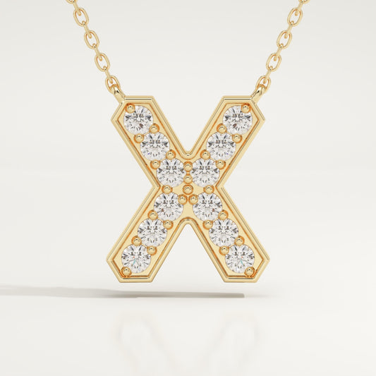 0.31 TCW Round Lab-Grown Diamond X Initial Necklace