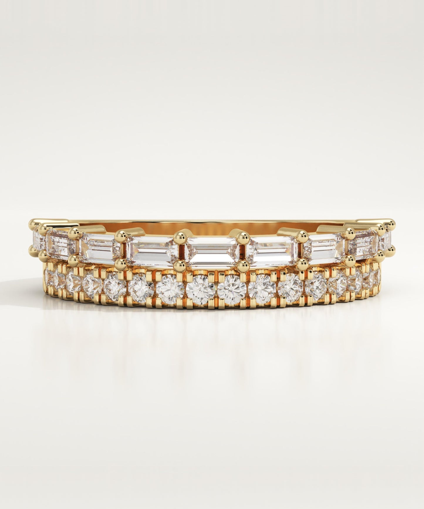 0.67 TCW Baguette & Round Lab-Grown Diamond Half Eternity Wedding Band