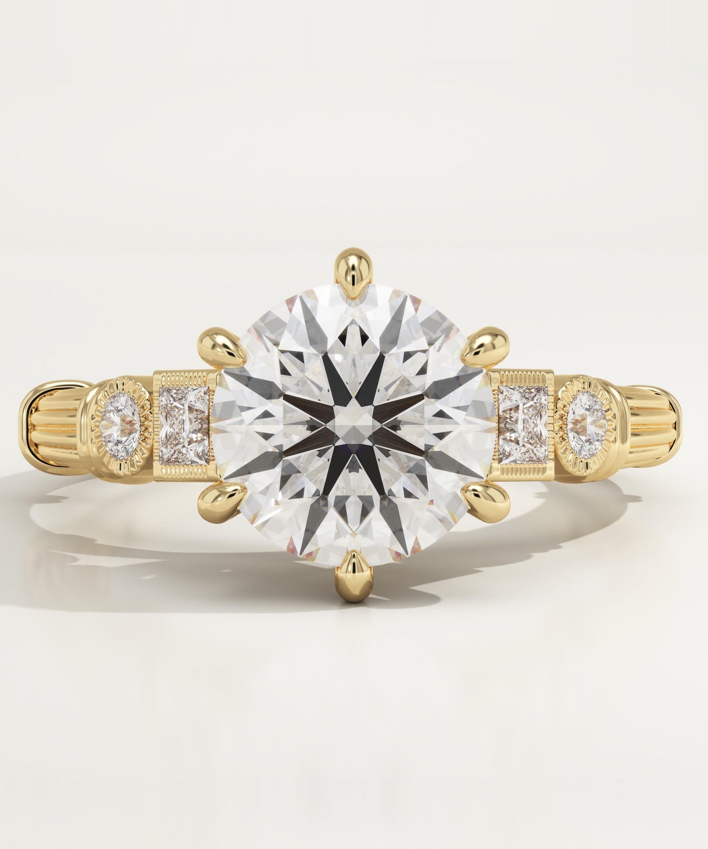 Round Cut Cluster Lab-Grown Diamond Engagement Ring