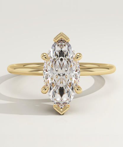 Marquise Cut Hidden Halo Lab-Grown Diamond Engagement Ring