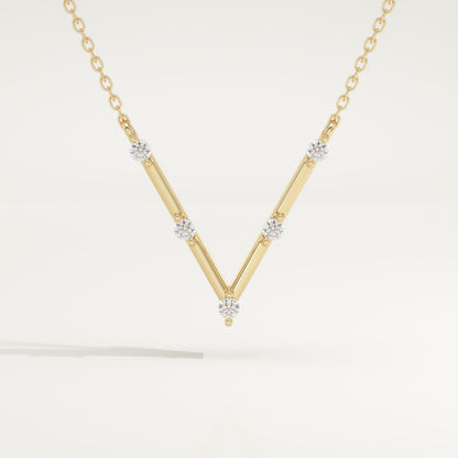 0.08 TCW Round Lab-Grown Diamond V Shaped Necklace