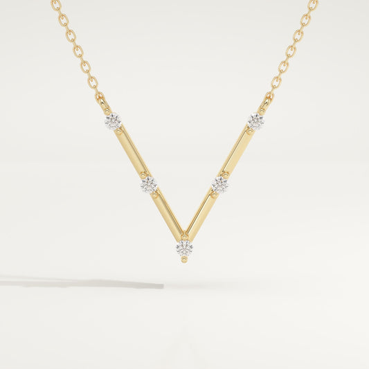 0.08 TCW Round Lab-Grown Diamond V Shaped Necklace