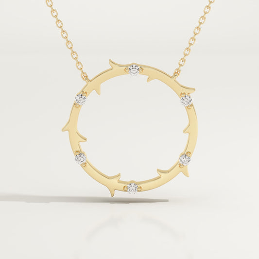 0.09 TCW Round Lab-Grown Diamond Circle Charm Necklace
