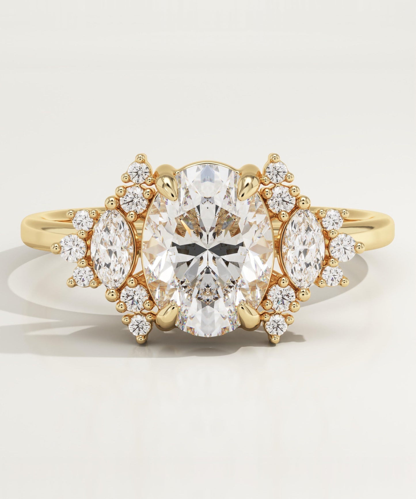 Oval Cut Cluster Lab-Grown Diamond Engagement Ring