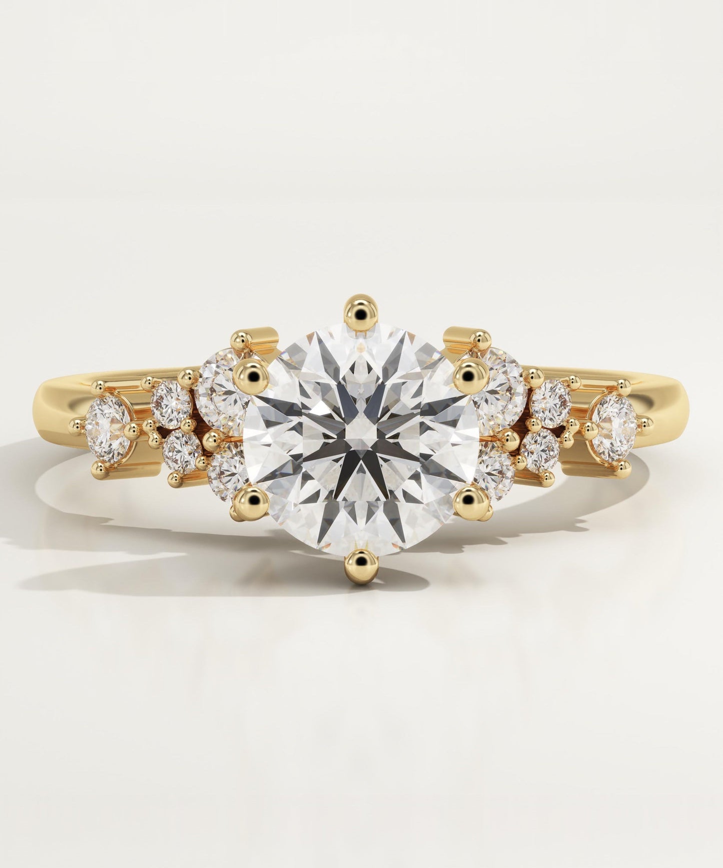 Round Cut Cluster Lab-Grown Diamond Engagement Ring