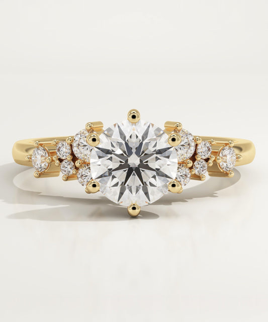 Round Cut Cluster Lab-Grown Diamond Engagement Ring