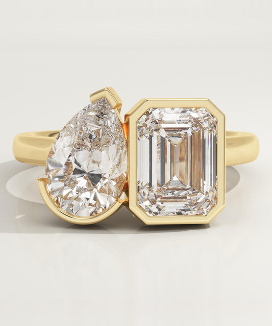 4.16 TCW Pear & Emerald Cut Toi Et Moi Lab-Grown Diamond Engagement Ring