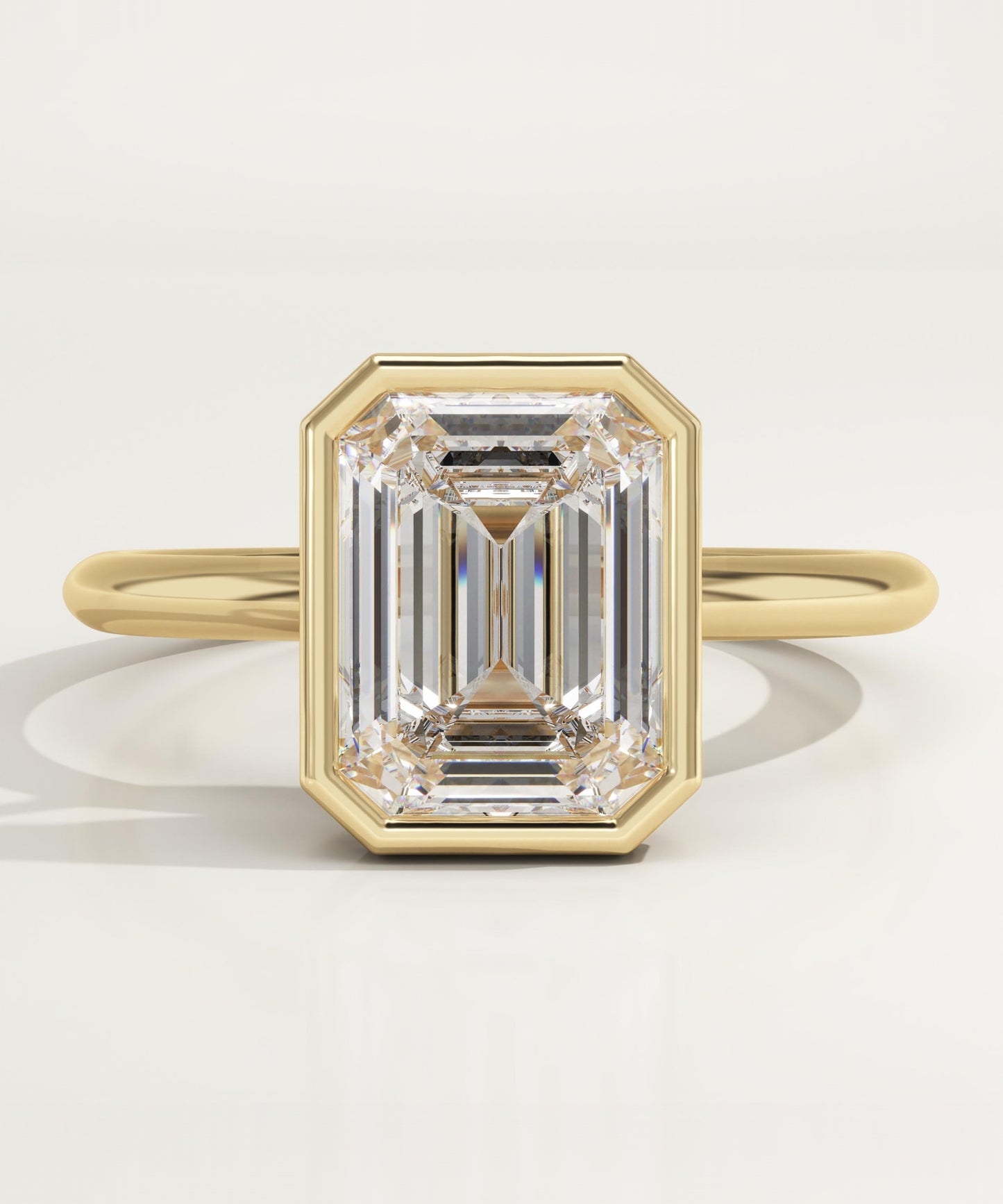 1.75 CT Emerald Cut Bezel Moissanite Engagement Ring